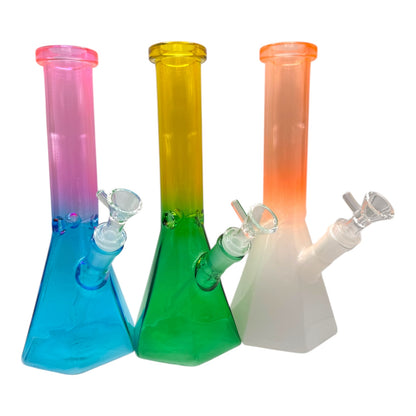 10" Gem Color Blend Glass Beaker Water Pipe"DA-143BO"