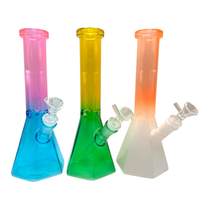 10" Gem Color Blend Glass Beaker Water Pipe"DA-143BO"