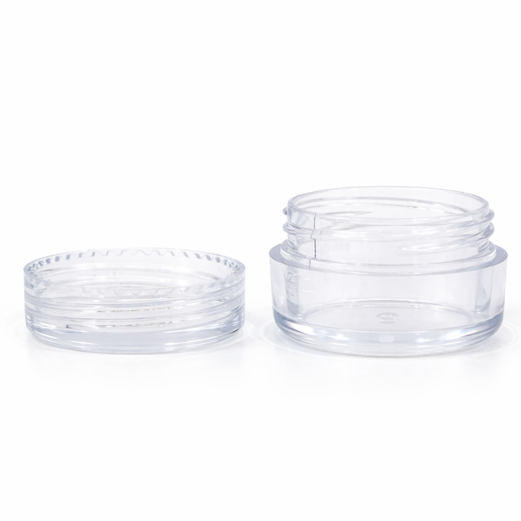 10g Plastic Clear Round Jar W/ Clear Cap