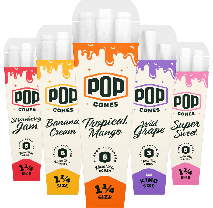 Pop Cones Ultra Thin 1 1/4 Size Pre-Rolled Cones with Flavor Tip (6 per pack/25 Pack)