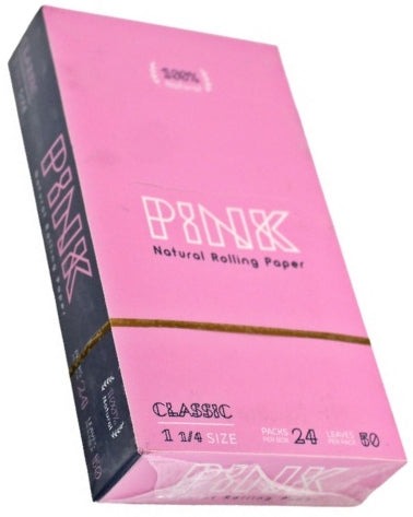 PINK Natural Rolling Paper Classic 1 1/4 24packs/box 50leaves/pack