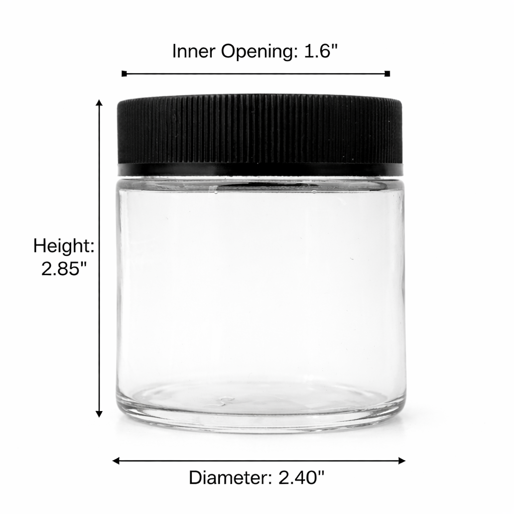 120mL (4oz.) Clear Glass Child Resistant Jar with Black Cap