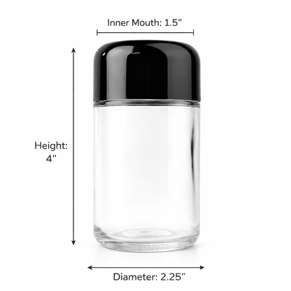 120ml (4oz) Round (Bullet) Child Resistant Jar with Black Cap