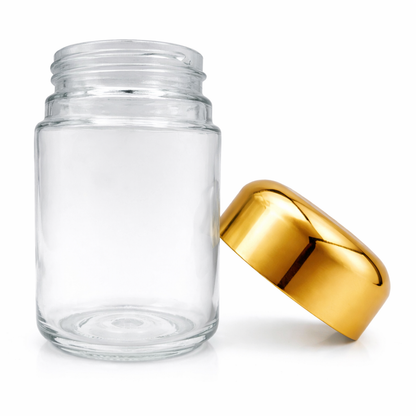 120ml (4oz) Round (Bullet) Child Resistant Jar with Gold Cap
