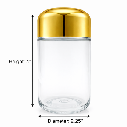 120ml (4oz) Round (Bullet) Child Resistant Jar with Gold Cap