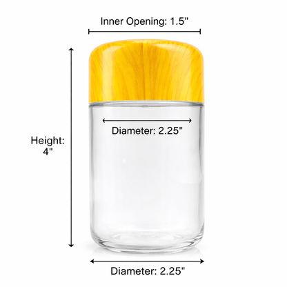 120ml (4oz) Round (Bullet) Child Resistant Jar with Wood Grain Cap