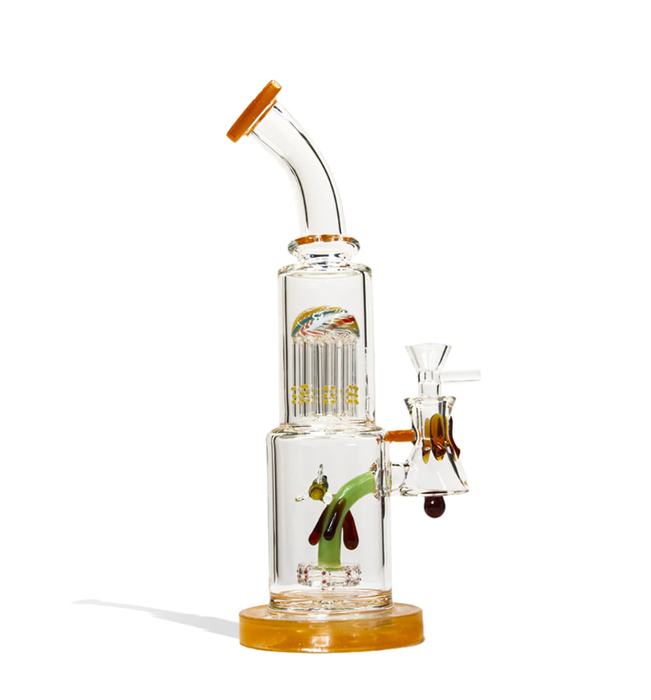 12" Bent Neck Swirl Tree W/Honey Bee Glass Water Pipe'ES81485'