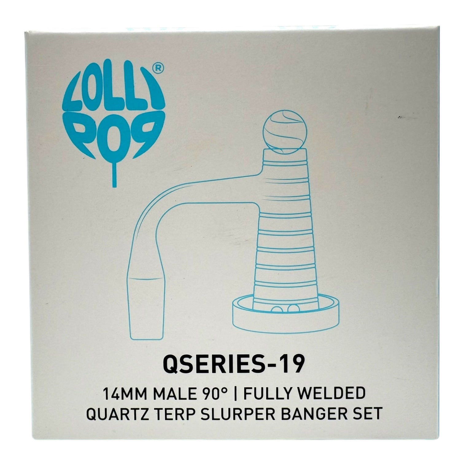 Lollipop QSeries-19 | 14mm Male 90° | Fully Welded Quartz Terp Slurper Banger Set - QZ 119