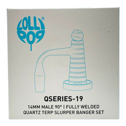 Lollipop QSeries-19 | 14mm Male 90° | Fully Welded Quartz Terp Slurper Banger Set - QZ 119