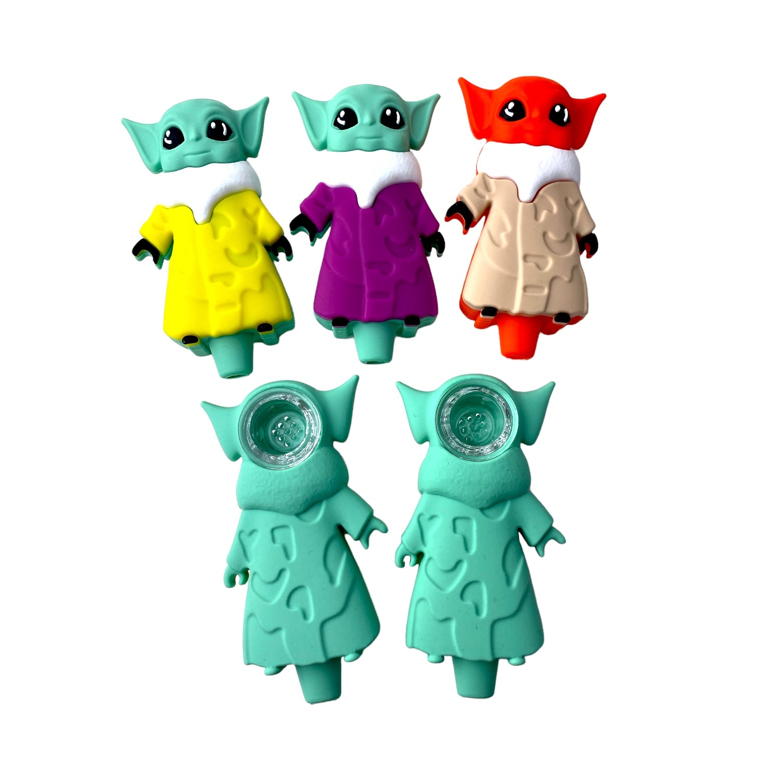 3" Baby Yoda Doll Silicone Hand Pipe