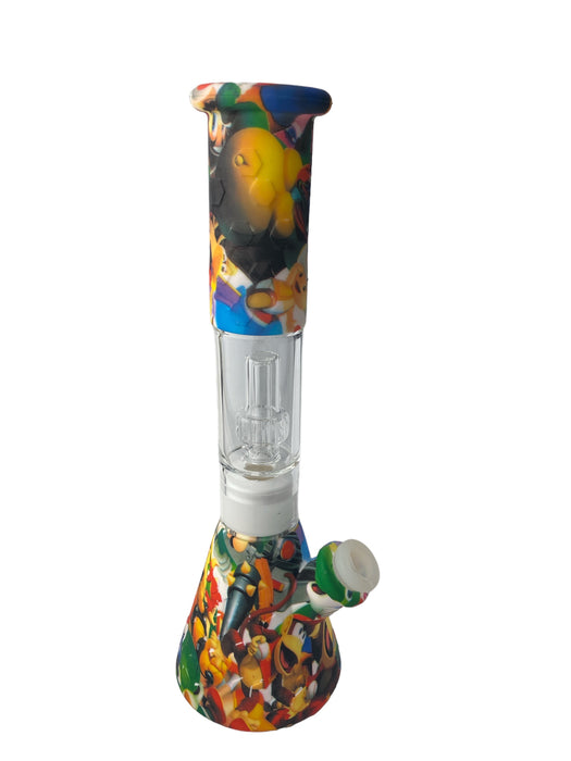 11" Beaker Tree Perc Silicone Printed Water Pipe (Assorted)
