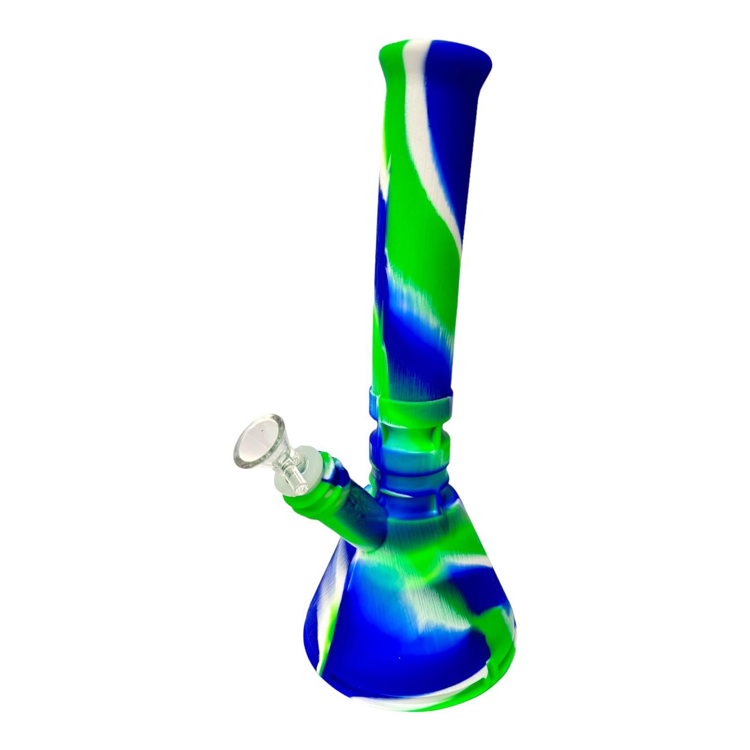 14" Beaker Silicone Water Pipe w/ dabber and Jar on bottom