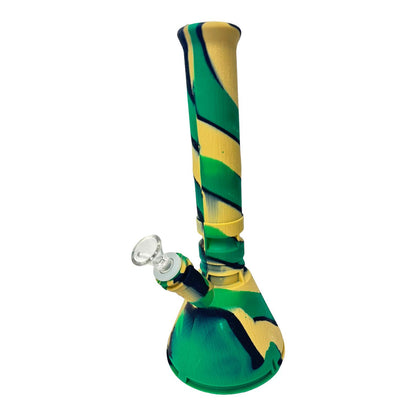 14" Beaker Silicone Water Pipe w/ dabber and Jar on bottom