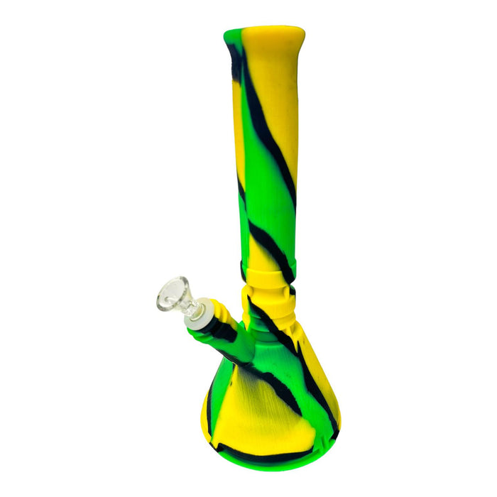 14" Beaker Silicone Water Pipe w/ dabber and Jar on bottom