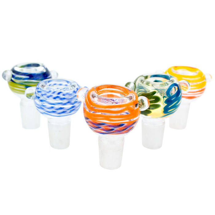 14mm Male Mix Color Swirl Glass Bowl