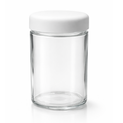 150ML Matte White Round Cap Clear Child Resistant Glass Jar