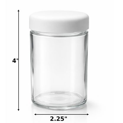 150ML Matte White Round Cap Clear Child Resistant Glass Jar