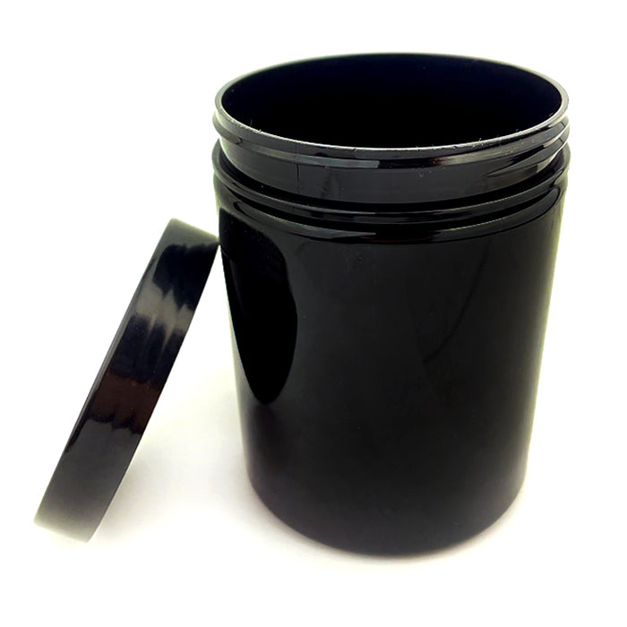 15/16 oz Plastic Black Jar W/ Black Cap