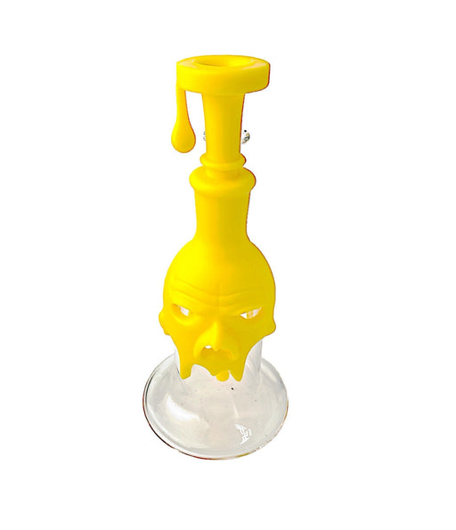 8" Skull Dripping Silicone Glass Water Pipe