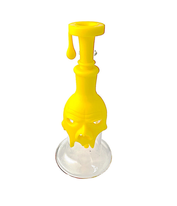 8" Skull Dripping Silicone Glass Water Pipe