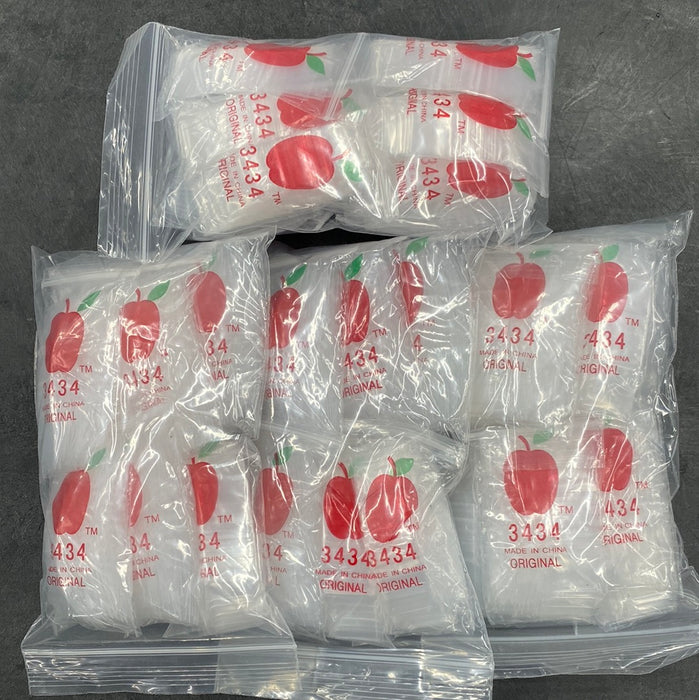 Apple 3434 Clear Plastic Ziplock Baggies (1,000 Bags)