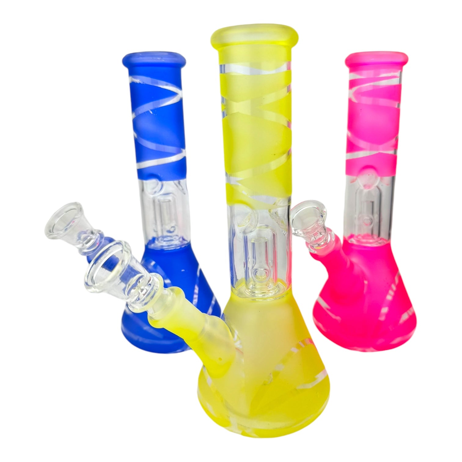 8" Clear Single Dome Pattern Beaker Glass Water Pipe (Assorted)