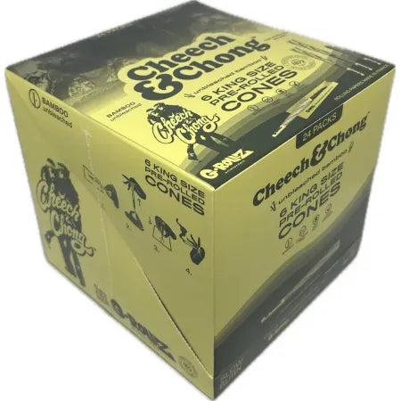 G-ROLLZ | Cheech & Chong - Bamboo Unbleached - 6 King Size Cones In Each Pack (24 packs Display)