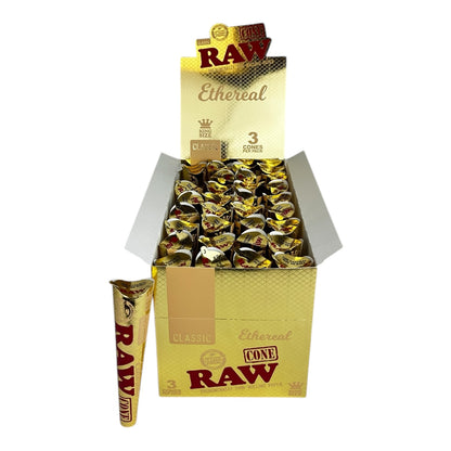 Raw Ethereal King Size 3 Cones / Pack - 32 pack Display