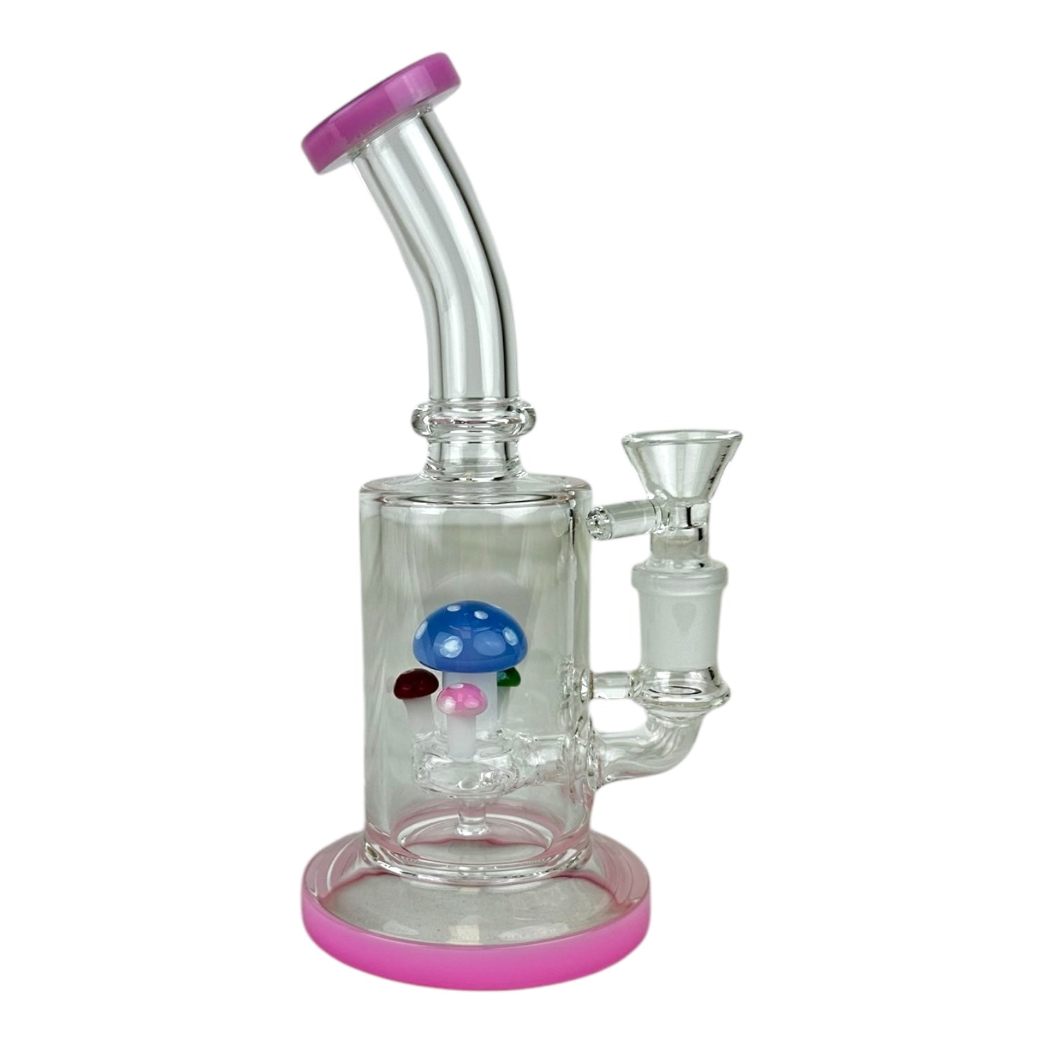 7" Mushroom Cylinder Bent Neck Glass Water Pipe