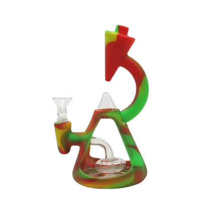 8" Unique Design Glass & Silicone Water Pipe