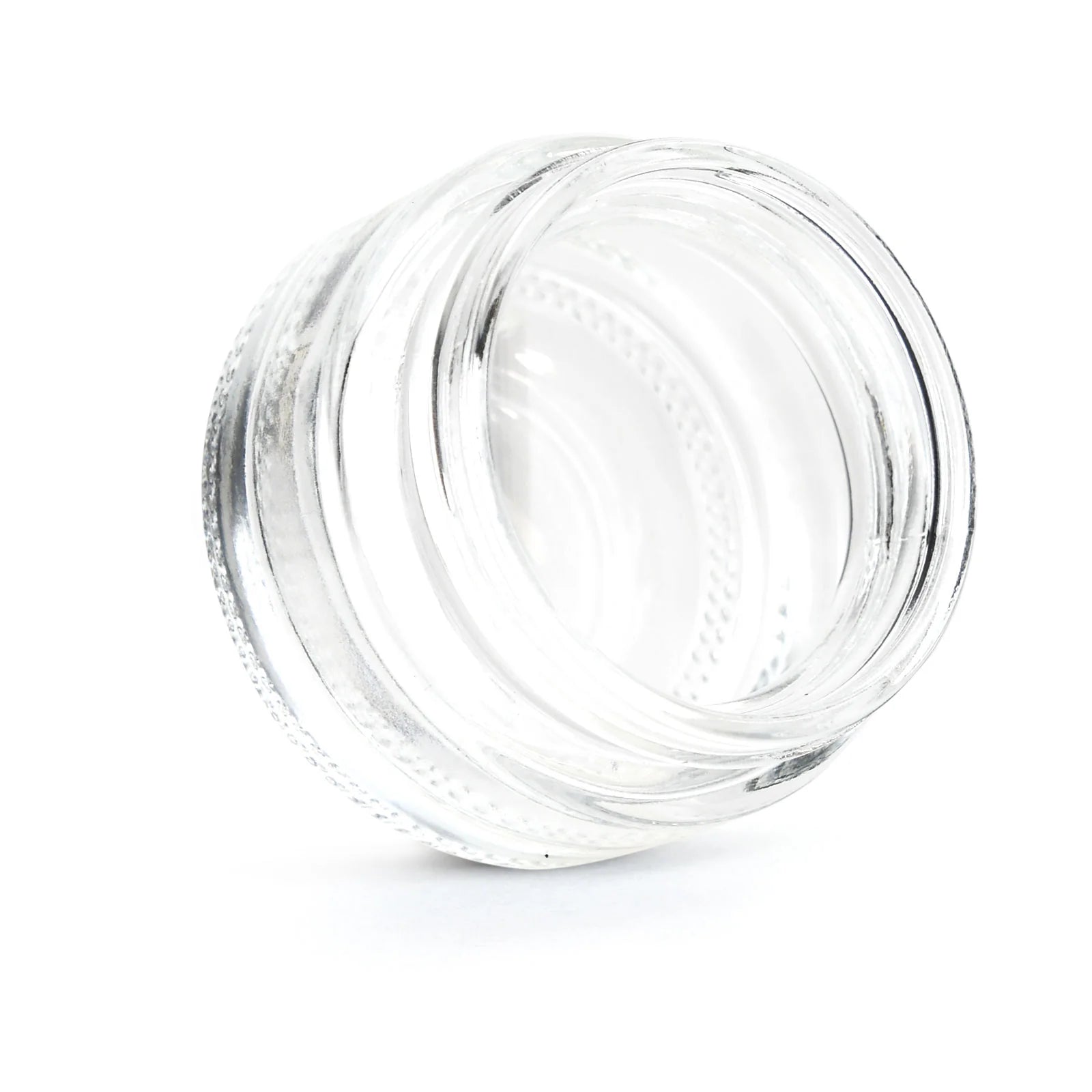 1oz Matte Black Round Cap Clear Child Resistant Glass Jar