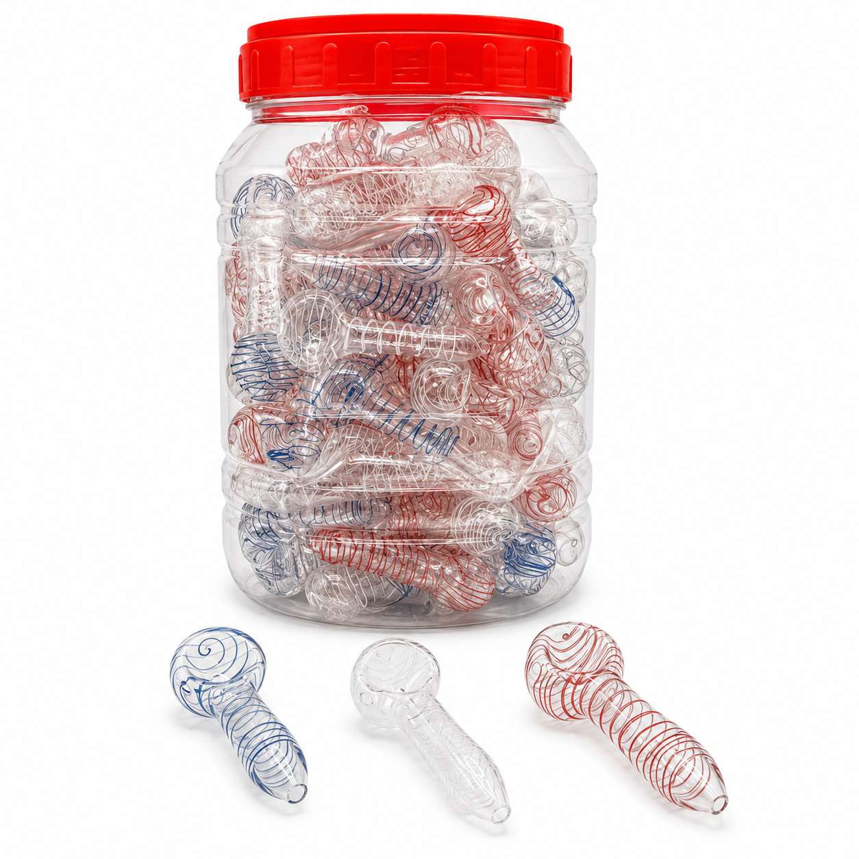 2.5" Glass Popcorn Hand Pipe 145ct Jar - Assorted Colors