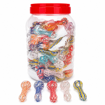 2.5" Hvy Glass Hand Pipe 38g 90ct Jar - Assorted Colors