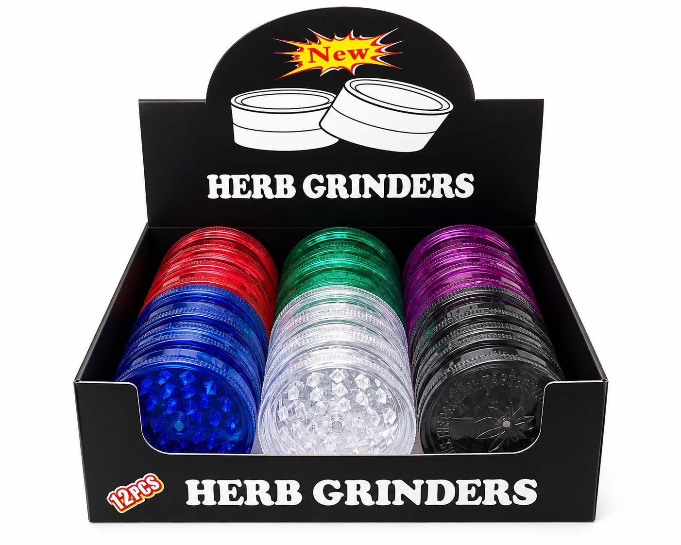 2.5" Magnetic Acrylic 2pc Leaf Grinders 12ct Display