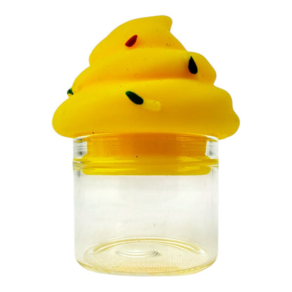 Ice cream Silicone Glass Wax Oil Container Jar (Assorted Colors)