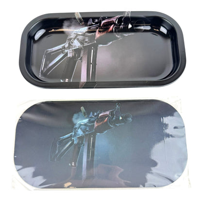 3D Small Metal Rolling Tray With Magnetic Lid 8" X 4"