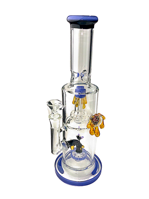 12.5" Dripping Honey Bees Glass Water Pipe 'ES81372'