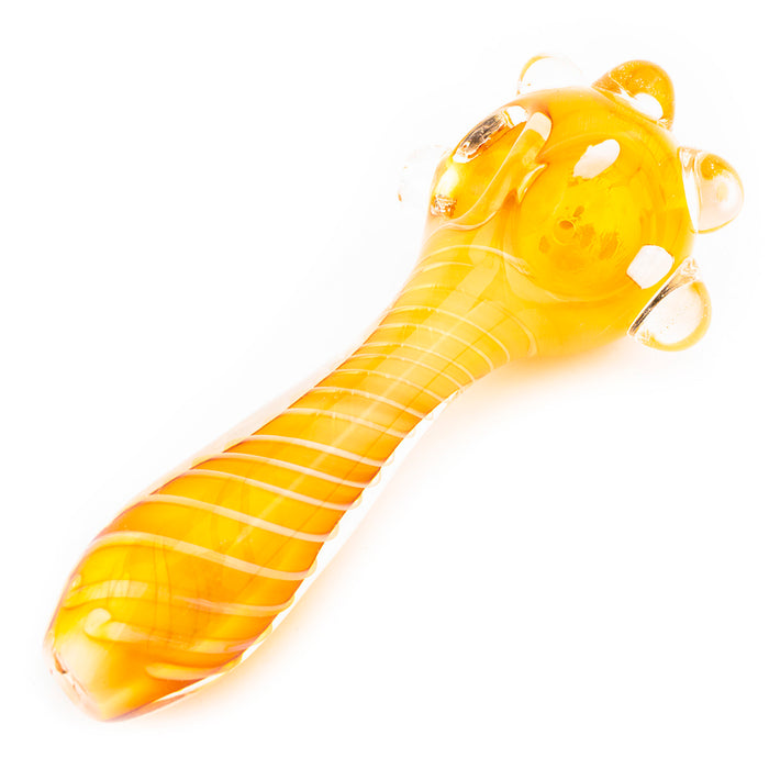 2 Bowl Fumed Yellow Swirl Spoon Glass Hand Pipe