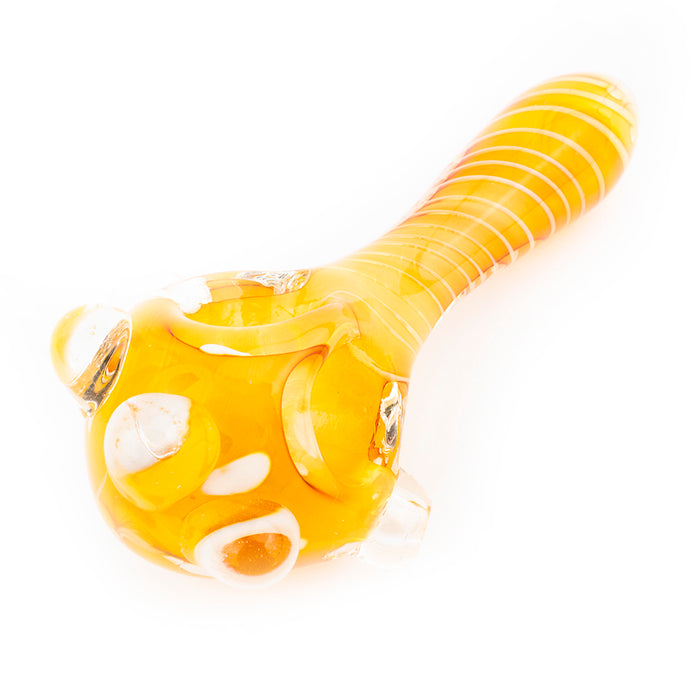 2 Bowl Fumed Yellow Swirl Spoon Glass Hand Pipe