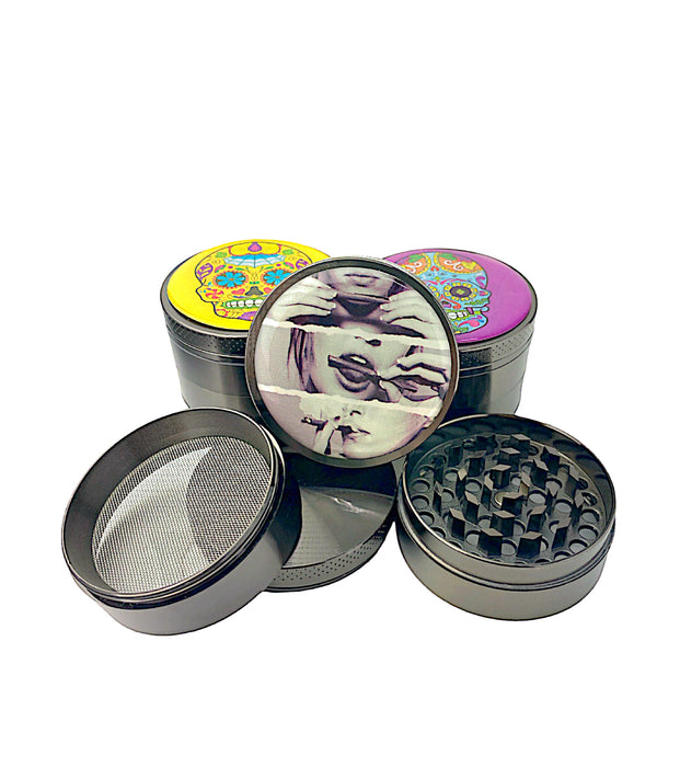 4Pc Characters Metal Grinders . Assorted Stickers