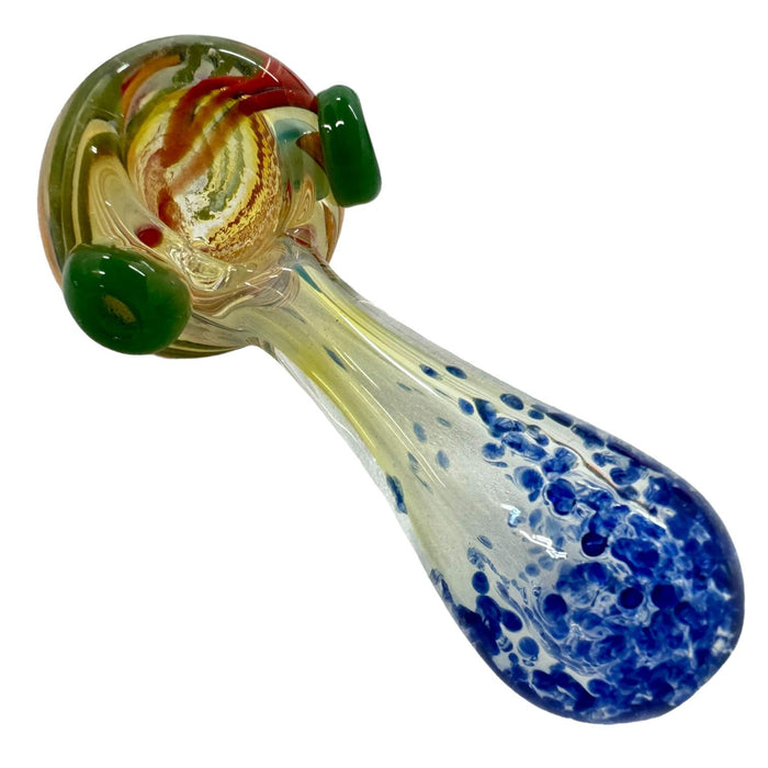 3.5" Color Swirl Frit 2 Button Spoon Glass Hand Pipe (Assorted Colors)