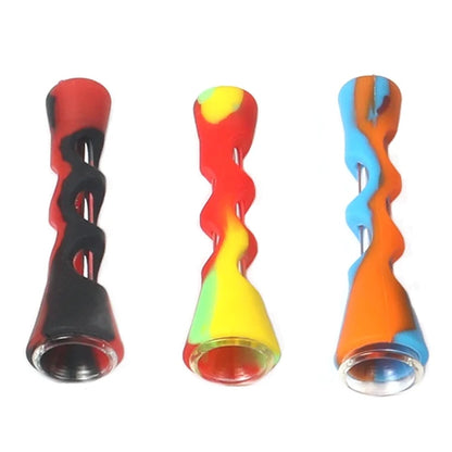 3.5" Flashlight Silicone Chillum with Glass Bowl