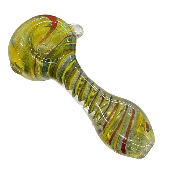 3.5" Swirl Spoon Flat Mouth Glass Hand Pipe (Assorted Colors)