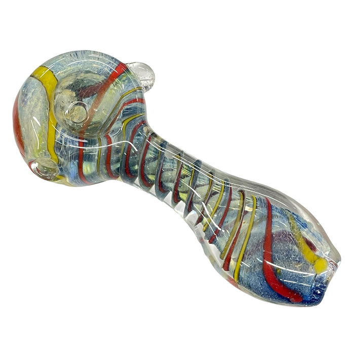 3.5" Swirl Spoon Flat Mouth Glass Hand Pipe (Assorted Colors)