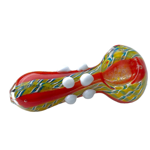 4" Swirl Color Multi Bumps Glass Hand Pipe (Assorted Colors)