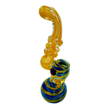 8" Candy Swirl Button Glass Bubbler (Assorted Colors)