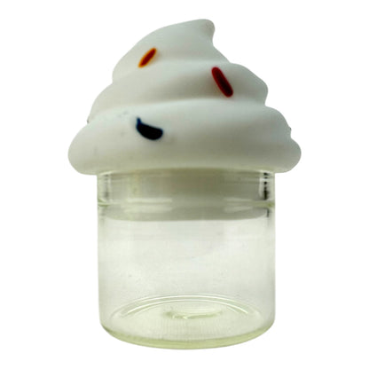 Ice cream Silicone Glass Wax Oil Container Jar (Assorted Colors)