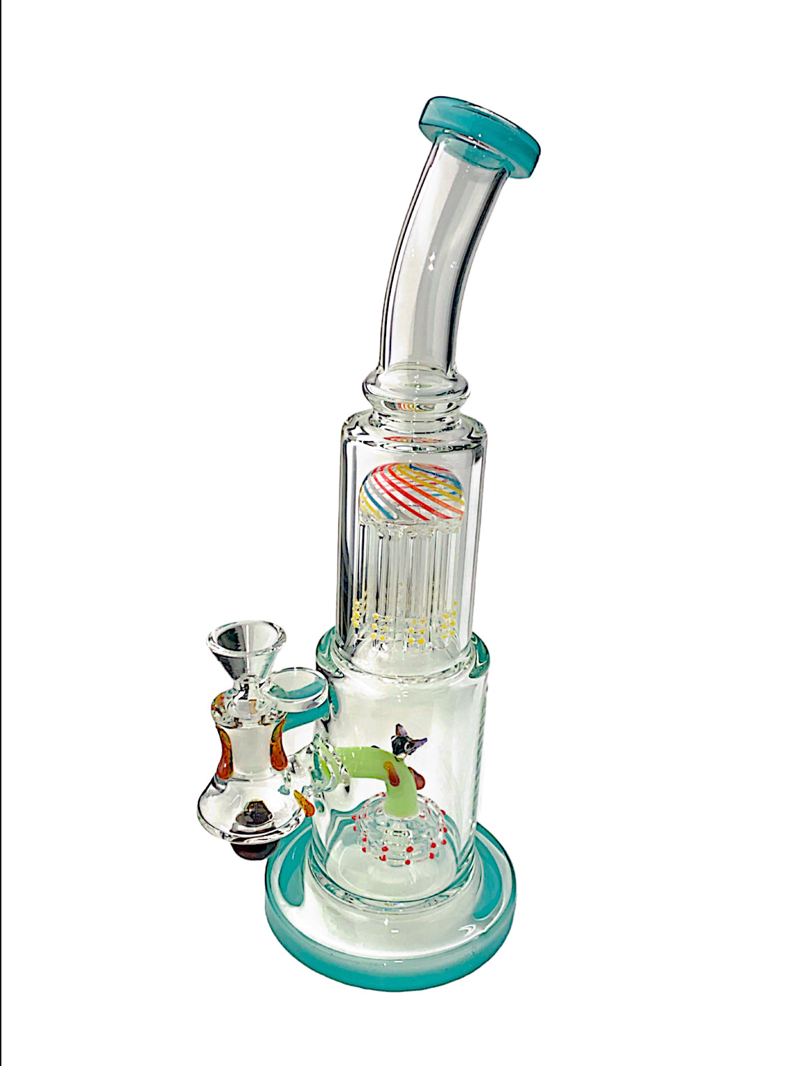 12" Bent Neck Swirl Tree W/Honey Bee Glass Water Pipe'ES81485'