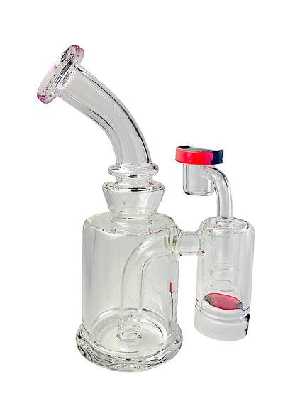 7" Bent Neck Dab Rig w/ Silicone Reclaimer Catcher Jar (Assorted Colors)