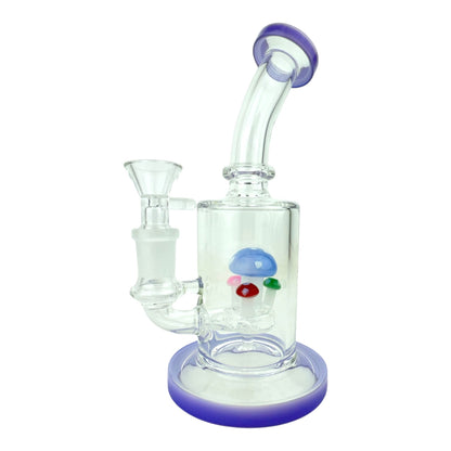 7" Mushroom Cylinder Bent Neck Glass Water Pipe